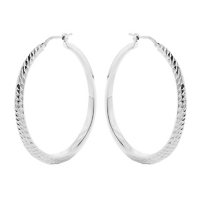 Italian Sterling Silver Textured Hoop Earrings