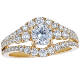 S Collection Bridal 1.75 CT. T.W. Triple Split Shank Diamond Halo Ring in 14K Gold (SI, H-I)