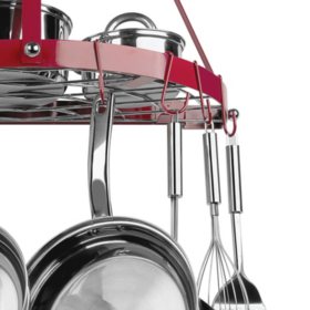 Range Kleen Red Enameled Double Shelf Wall Mounted Pot Rack