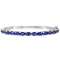 Created Blue Sapphire Bangle Bracelet in Sterling Silver