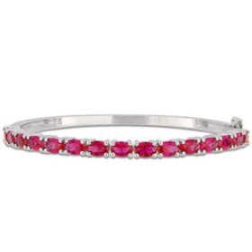 Created Ruby Bangle Bracelet in Sterling Silver