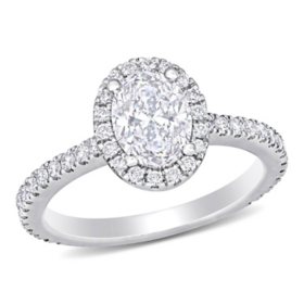 Elegance by Allura 1.45 CT. T.W. Oval and Round-Cut Diamond Halo Engagement Ring in 18k White Gold