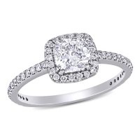Elegance by Allura 1.28 CT. T.W. Cushion and Round-Cut Diamond Halo Engagement Ring in 14k White Gold