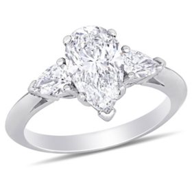 Allura 2.58 CT. T.W. Pear-Cut Diamond Three Stone Engagement Ring in 18k White Gold