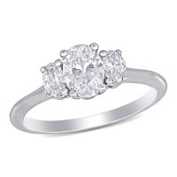 Elegance by Allura 1.22 CT. T.W. Oval-Cut Diamond Three Stone Engagement Ring in 18k White Gold