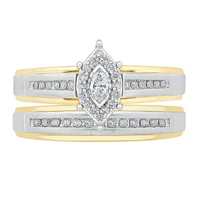 2pcs Solitaire Marquise Cut Enhancer Design Insert Wedding Ring Set in –  shine of diamond