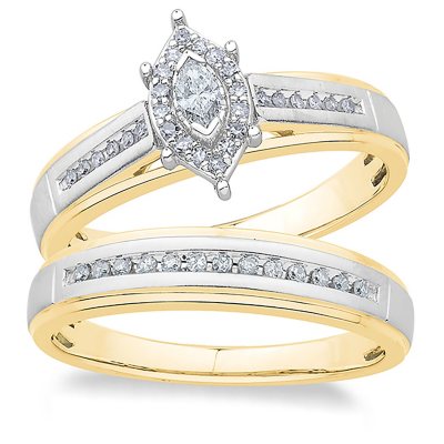 14K White Gold 0.24ct Diamond Bridal Set