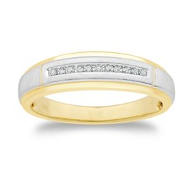 0.06 CT. T.W. Round Cut Single Row Mens Diamond Band in 14K Gold