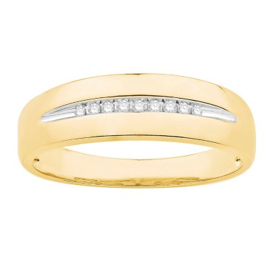 Yellow Gold and Cognac Diamond Man's Wedding Ring - DiamondNet