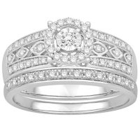 0.41 CT. T.W. Vintage Design Diamond Wedding Set in 14k White Gold