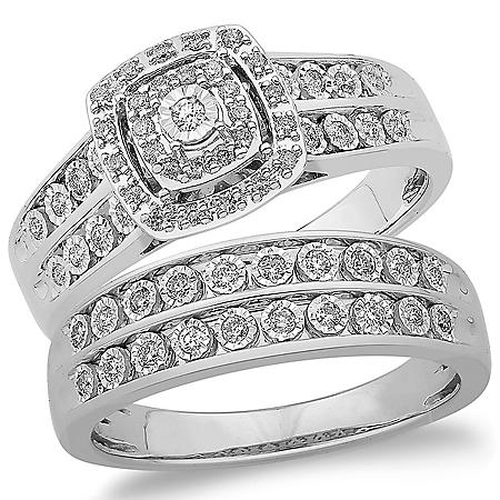 Details about   2.10ct His Her Diamond Wedding Ring Band Trio Bridal Set 14k Yellow Gold Finish