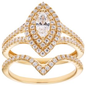 1.00 CT. T.W. Marquise Diamond Engagement Ring and Band in 14K Gold (I, I1)