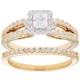 1.00 CT. T.W. Princess Diamond Engagement Ring and Band in 14K Gold (I, I1)