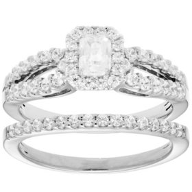 1.00 CT. T.W. Emerald Cut Diamond Engagement Ring and Band in 14K Gold (I, I1)