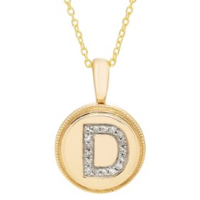 Diamond Initial Charm Necklace in 14k Gold (I, I1)