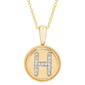 Diamond Initial Charm Necklace in 14k Gold (I, I1)