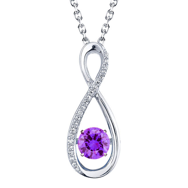 Sterling Silver Dancing Gemstone Infinity with 0.06 CT. T.W. Diamonds Pendant