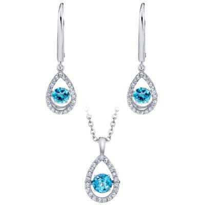 925 STERLING SILVER NECKLACE PENDANT & HANGING STUD EARRINGS W SAPPHIRE/ACCENTS 