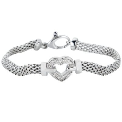 0.12 CT. T.W. Diamond Heart Bracelet in Italian Sterling Silver - Sam's ...