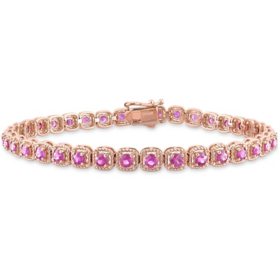 Allura Pink Sapphire Tennis Bracelet in 14K Rose Gold, 7"