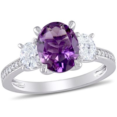 Amethyst and 0.14 CT. T.W. Diamond Ring in Sterling Silver - Sam's Club