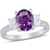Allura Amethyst and 0.58 CT. T.W. Diamond Three-Stone Engagement Ring in 14K White Gold