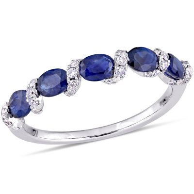 Created Sapphire Ring with Diamond Accent in 14K White Gold - Sam's Club