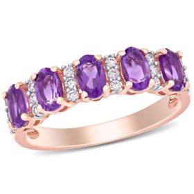 Amethyst and 0.13 CT. T.W. Diamond Ring in 14K Gold
