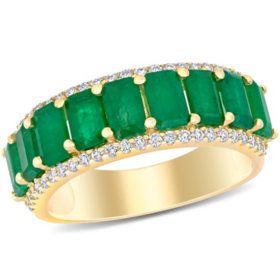 Emerald and 0.28 CT. T.W. Diamond Ring in 14K Gold