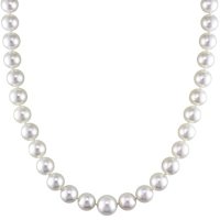 Allura 8-10 mm White Round South Sea Pearl Strand Necklace with 14K Yellow Gold Clasp
