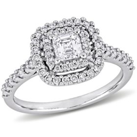Allura 0.95 CT. T.W. Diamond Double Halo Engagement Ring in 14k White Gold
