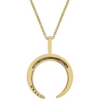 0.10 CT. T.W. Moon Double Horn Pendant Necklace in 14K Yellow Gold