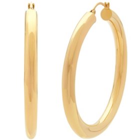 14K Yellow Gold Round Hoop Earrings-5x50MM