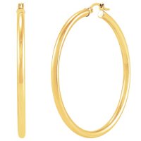 14K Yellow Gold Round Hoop Earrings-3x50MM