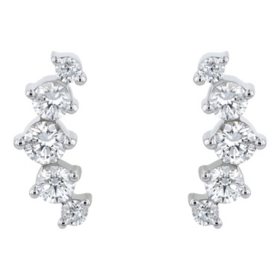 S Collection 3/4 CT. T.W. Graduated Curved Climber Diamond Earrings in 14K White Gold