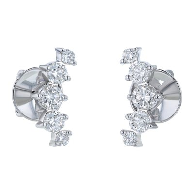 S Collection 3/4 Ct. T.W. Graduated Curved Climber Diamond Earrings in 14K White Gold