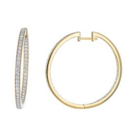 S Collection 2 CT. T.W. Diamond Hoop Earrings in 14K Yellow Gold