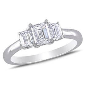 Allura 0.95 CT. T.W. Emerald-cut Diamond Three Stone Engagement Ring in 14k White Gold