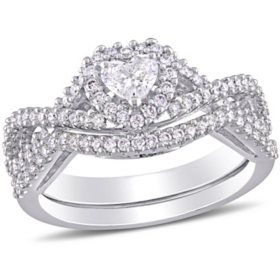 Allura 0.68 CT. T.W. Heart and Round-Cut Diamond Heart Infinity Bridal Set in 14k White Gold