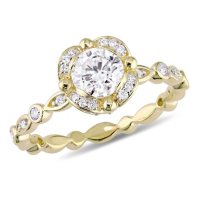 Allura 0.95 CT. T.W. Diamond Vintage Halo Engagement Ring in 14k Yellow Gold