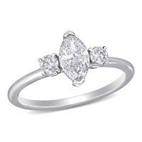 Allura 0.95 CT. T.W. Marquise and Round-Cut Diamond Three Stone Engagement Ring in 14k White Gold