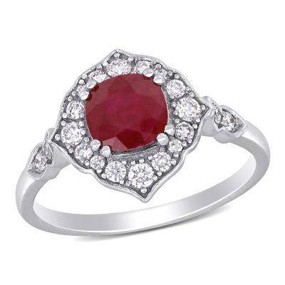 Allura Ruby and 0.28 CT. T.W. Diamond Engagement Ring in 14K White Gold ...