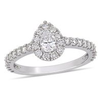 Allura 0.95 CT. T.W. Diamond Teardrop Halo Engagement Ring in 14k White Gold