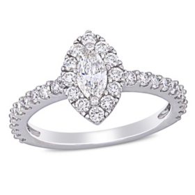 Allura 0.95 CT. T.W. Diamond Marquise Halo Engagement Ring in 14k White Gold