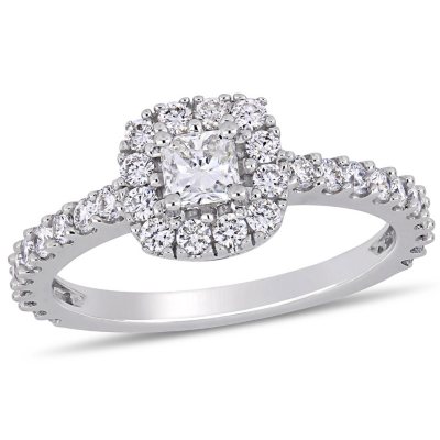 0.50 CT. T.W. Cushion Shaped Diamond Engagement Ring in 14 Karat White ...