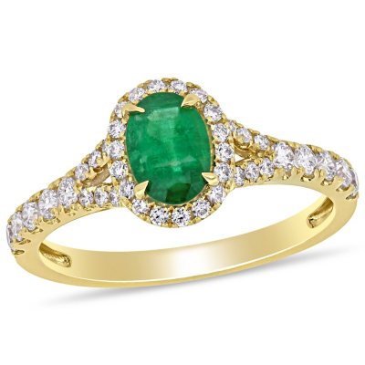 Allura Emerald and 0.36 CT. T.W. Diamond Engagement Ring in 14K Yellow ...