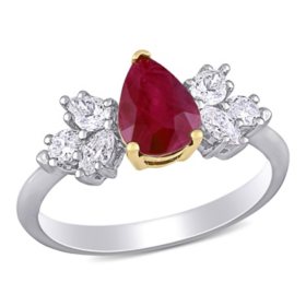 Allura Ruby and 0.45 CT. T.W. Diamond Engagement Ring in 14K 2-Tone White and Yellow Gold