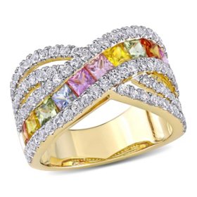 Allura Multicolor Sapphire Crossover Ring in 14K Yellow Gold