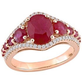 Allura Ruby and 0.28 CT. T.W Diamond Engagement Ring in 14K Rose Gold