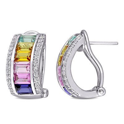 Multi-Color Created Sapphire Cuff Earrings in Sterling Silver - Sam's Club